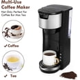 thumbnail image 1 of 2 in 1 Single Serve Coffee Maker, One Cup Coffee Maker for Capsule Pod Ground Coffee, 30oz Removable Reservoir One-Touch Button, 1000W Fast Brew 5 Brewing Size, Adjustable Drip Tray, 1 of 4