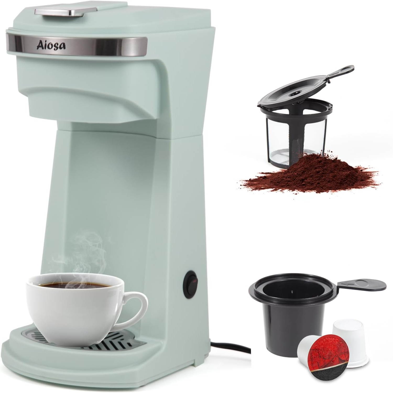 2 in 1 Single Serve K cup Coffee Maker 614Oz With Travel Cup Mini