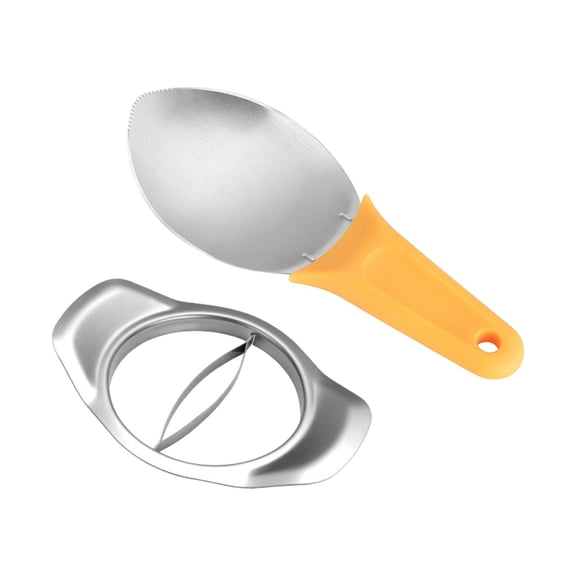 2 In 1 Slicer Set Stainless Corer & Dicer Tool,Sturdy Mango Slicers,Mango Splitter Dragon Fruit Prep Tool,Mango Pitter and Peeler with Non-Slip Handle,Kitchen Tools for Papaya,Avocado,Kiwi (Silver)