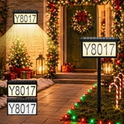 2 IN 1 Solar Address Sign for Yard Lighted House Numbers Waterproof Illuminated Address Plaque with Stakes 22 LEDs 3 Color Lighting Modes Wall Mounted/In Ground 2 Ways for Outside Street