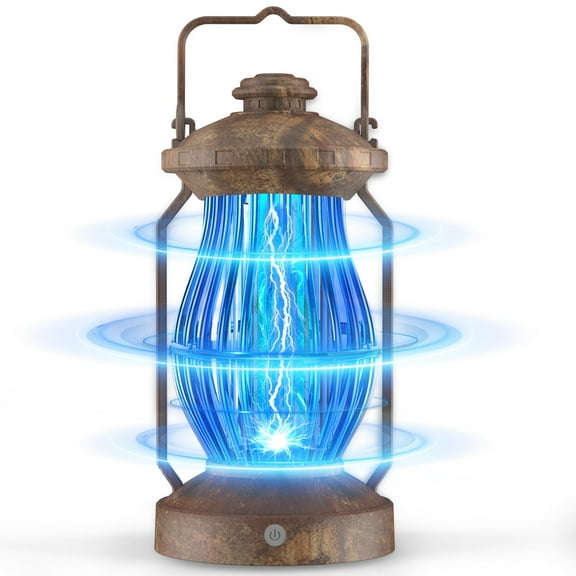 2 in 1 Bug Zapper Outdoor and Bug Zapper Indoor for Mosquito, Fly, Solar Powered & USB-C Rechargeable Camping Lantern, LED Flash Light, Fly & Mosquito Zapper, Safe for Kids