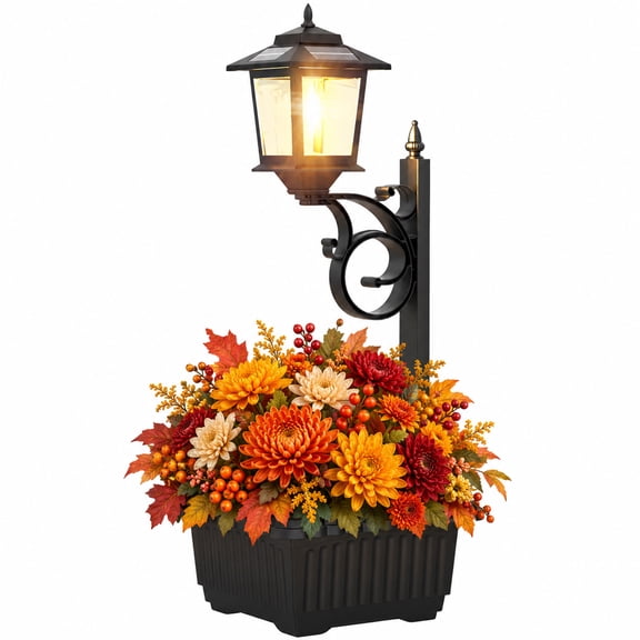 2 in 1 Solar Lamp Post Light with Planter, Waterproof Solar Planter Lights - Wall Mount or Freestanding, Decorative Outdoor Planters for Garden Patio, Front Porch