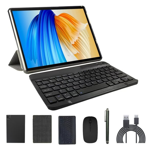 2 in 1 Tablet, 10 inch Tablet Android Tablets PC with Keyboard Case Mouse Stylus, 4GB RAM+64GB ROM 512GB Expandable Tableta Computer, 10.1 IPS Screen, 2+8MP Dual Camera, WiFi BT Google Play.