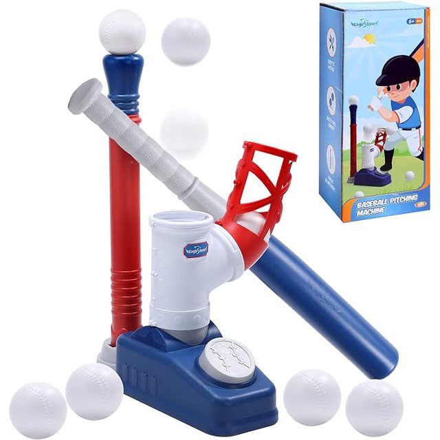 2 in 1 Tball Set for Kids, Toddler T Ball Set with Step on Pitching