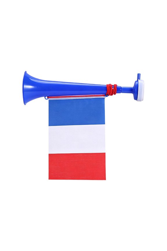 2 In 1 Telescopic Cheering Blow Horn with National Flag, Adjustable Length Portable Noise Maker Fan Cheer Prop for Sports Games Stadium Watch Party Parade Events