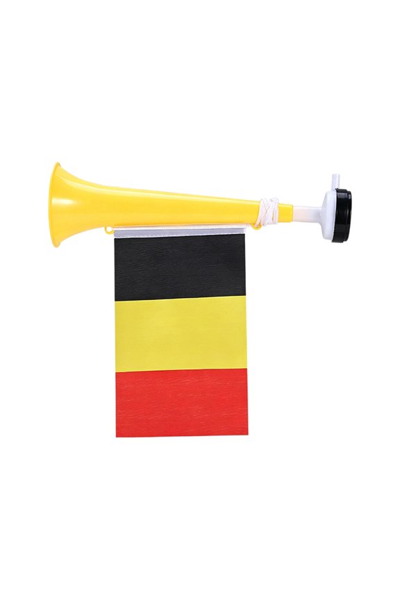 2 In 1 Telescopic Cheering Blow Horn with National Flag, Adjustable Length Portable Noise Maker Fan Cheer Prop for Sports Games Stadium Watch Party Parade Events