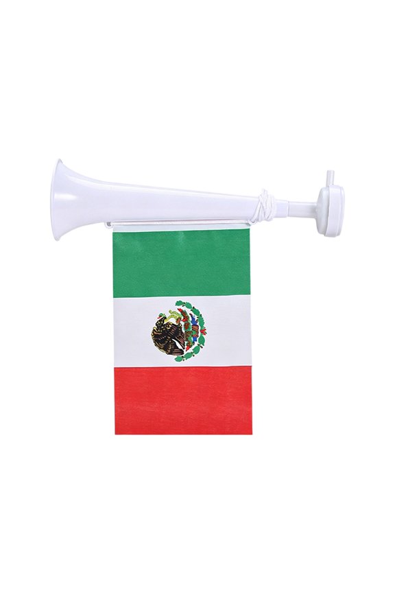 2 In 1 Telescopic Cheering Blow Horn with National Flag, Adjustable Length Portable Noise Maker Fan Cheer Prop for Sports Games Stadium Watch Party Parade Events