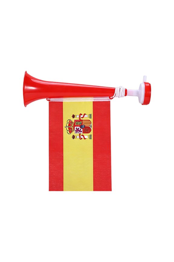 2 In 1 Telescopic Cheering Blow Horn with National Flag, Adjustable Length Portable Noise Maker Fan Cheer Prop for Sports Games Stadium Watch Party Parade Events