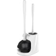 thumbnail image 1 of 2 in 1 Toilet Brush and Plunger Set - Toilet Brush with Solid Handle, Stand and Holder for Deeply Cleaning in Bathrooms - Plastic Toilet Brush and Holder Set in White, 1 of 7