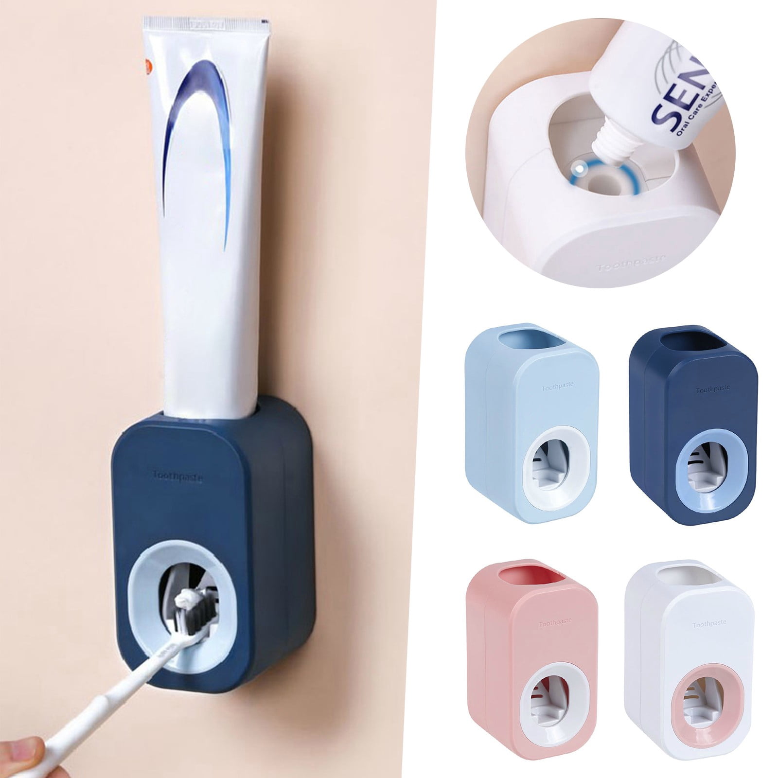 2 In 1 Toothbrush Holder And Toothpaste Dispenser, Wall Mount For Bathroom-Toothpaste Holder Automatic Toothpaste Squeezer For Bathroom Organizer Storage Clearance