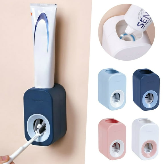 2 In 1 Toothbrush Holder And Toothpaste Dispenser, Wall Mount For Bathroom-Toothpaste Holder Automatic Toothpaste Squeezer For Bathroom Organizer Storage Clearance