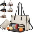 thumbnail image 1 of 2 In 1 Tote Bag Lunch Bag Combo, 2-In-1 Tote Bag Insulated Lunch & Travel Tote, 2 In 1 Lunch Bag and Work Tote, 15.6 Inch Tote Bag with Lunch Compartment (Beige), 1 of 5
