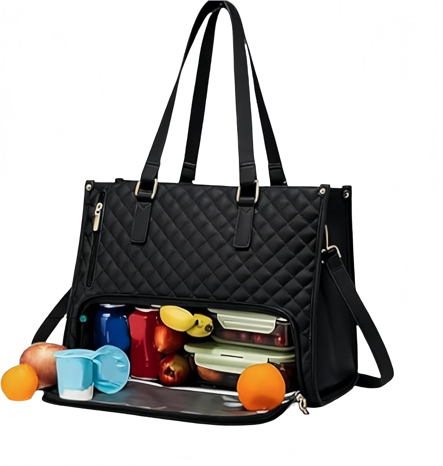 2 in 1 Tote Bag Lunch Bag Combo for Women with 15.6 Inch Laptop Compartment, Insulated Leakproof Meal Carrier for Office Commutes, Business Travel, and Everyday Use