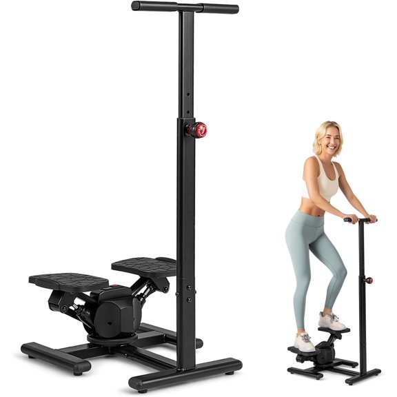 2 in 1 Twist Stepper with Handlebar, 330 LBS Hydraulic Stair Stepper w/ Twister Platform, LCD , 5-Level Height Adjustable, High Resistant Step Machine for Cardio Exercise at