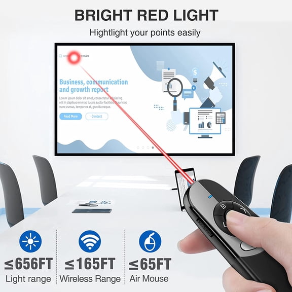 2 in 1 Type C and USB Presentation Clicker with Air Mouse Control, RF 2.4GHz Wireless Presenter Remote PowerPoint Clicker Slide Pointer Advancer for Computer Laptop Classroom Office$$Office