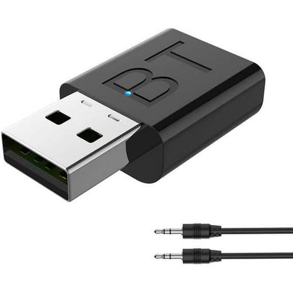 2 in 1 USB Bluetooth 5.0 Audio Transmitter & Receiver, Portable AUX 3.5mm Adapter with EDR Technology for TV, PC, Car, Speaker, Wireless Music Streaming