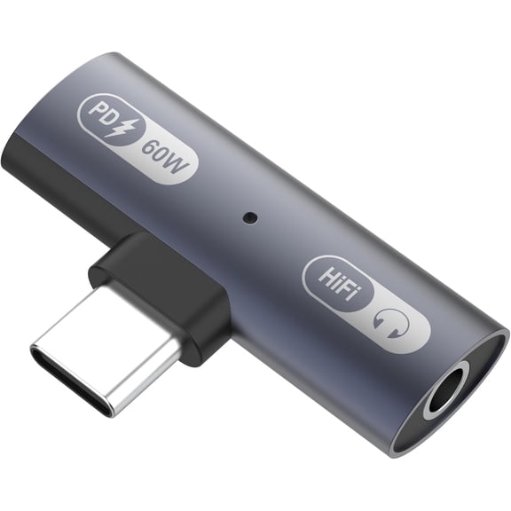 2 in 1 USB C to 3.5mm Audio Headphone Adapter and Charger, USB-C Jack HiFi DAC with 60W Fast Charging Dongle Compatible iPhone 17/16 Series,iPad,MacBook,Galaxy S24/S23