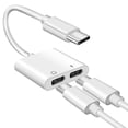 thumbnail image 1 of 2 in 1 USB Type C to Dual C Audio and Charger Adapter, QC and PD Fast Charging, Compatible with iPad Pro 2018 2019 2020, iPad Air4, Samsung Note 20/10/S20, Google Pixel 4/4 XL/3/3 XL and More, 1 of 10