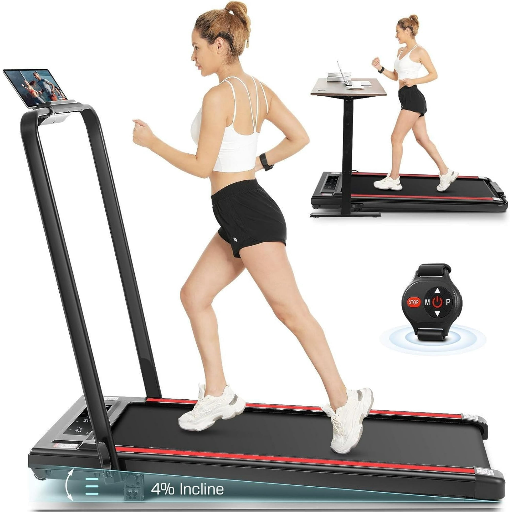 2 in 1 Under Desk Treadmill with InclineMax Treadmill 300 lb Capacity