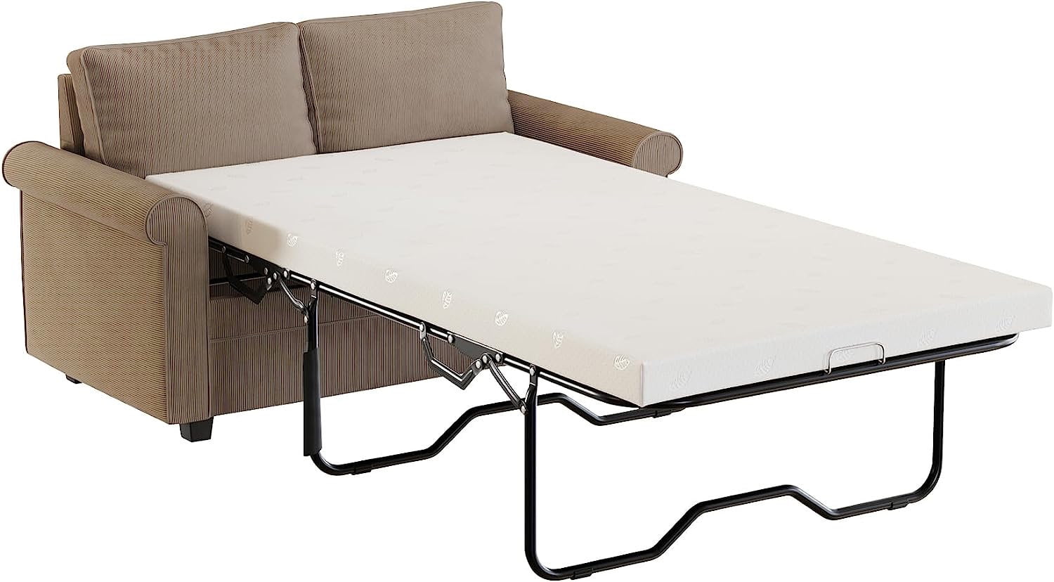 2 in 1 Upholstered Sleeper Sofa, 2 Seater Loveseat Sofa Couch, Corduroy