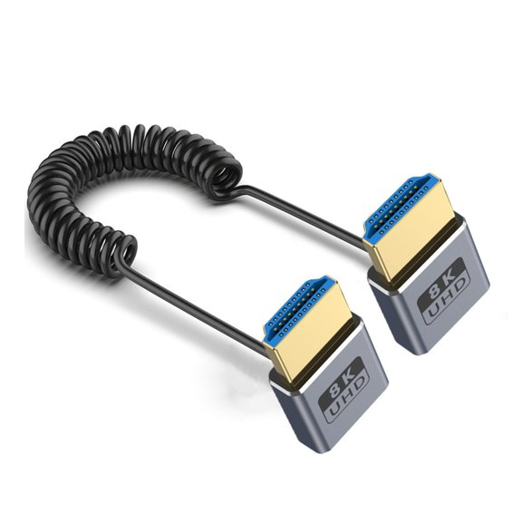 2.1 Version 8K 60Hz Video Cord Coiled with Up/Down Elbows Optional for Projector, Screen For Long Time Use