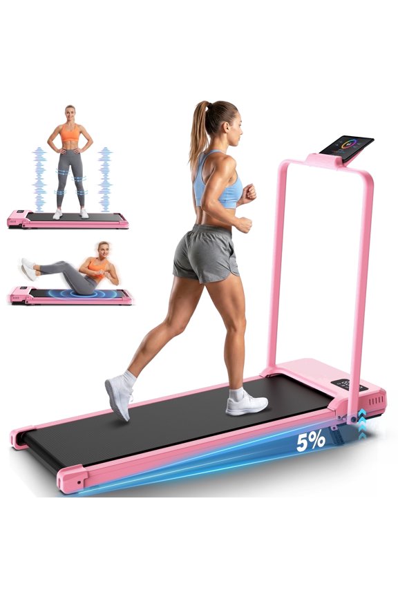 Walking Vibration Pad with 8% Incline,3 in 1 Walking Pad with Handle Bar,2.5HP Treadmills for Home/Office/Gym,Under Desk Treadmill 300LBS Capacity,2S Folding,Installation-Free