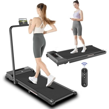 2 in 1 Walking Pad Treadmill, Foldable Treadmills with Handle Bar, 2.5HP Portable Folding Treadmill with Remote Control, Under Desk Treadmill for Home Office, 300lbs, Black