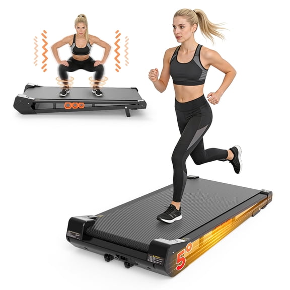 2 in 1 Walking Treadmill Pad & Vibration Plate, 2.5HP Compact Under Desk Treadmills with Incline, Low Noise Walking Pad for Home Small Spaces, Office, Remote Control & LED Display