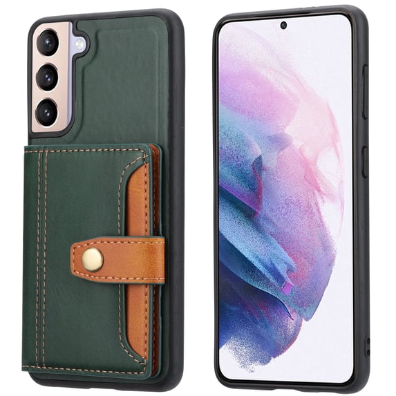 2 in 1 Wallet Back Cover for Samsung Galaxy S23 Plus PU Leather Magnetic Clasp Back Case Cover with Card Holder Pocket Slim Phone Cases for Samsung Galaxy S23 Plus 6.6 inch - Green