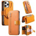 thumbnail image 1 of 2 in 1 Wallet Case for Apple iPhone 13 Pro, Detachable Magnetic Back Cover Cards Slots Zipper Pocket Ring Holder Magnetic Closure Protective Drop Proof Case Cover for iPhone 13 Pro, Yellow, 1 of 11