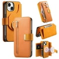 thumbnail image 1 of 2 in 1 Wallet Case for Apple iPhone 14, Detachable Magnetic Back Cover Cards Slots Zipper Pocket Ring Holder Magnetic Closure Protective Drop Proof Case Cover for iPhone 14, Yellow, 1 of 11