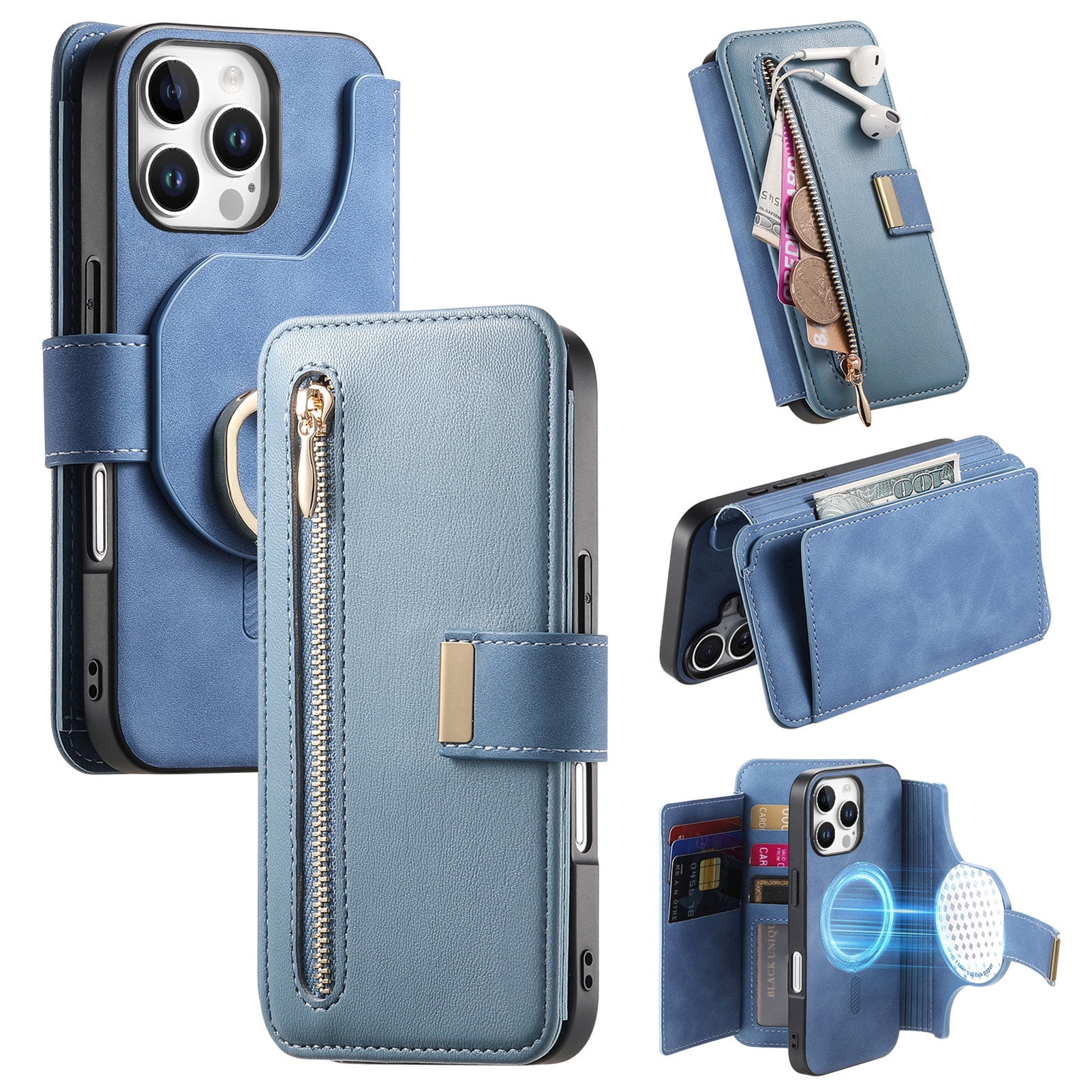 2 in 1 Wallet Case for Apple iPhone 16 Pro Max, Detachable
