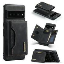 2 In 1 Wallet Case Compatible with Google Pixel 7 Pro, Premium PU Leather Phone Case Back Cover Magnetic Detachable with Trifold Wallet Card Holder Pocket for Google Pixel 7 Pro, Black