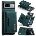 thumbnail image 1 of 2 In 1 Wallet Case Compatible with Google Pixel 7a, Premium PU Leather Phone Case Back Cover Magnetic Detachable with Trifold Wallet Card Holder Pocket for Google Pixel 7a, Green, 1 of 10