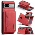 thumbnail image 1 of 2 In 1 Wallet Case Compatible with Google Pixel 8, Premium PU Leather Phone Case Back Cover Magnetic Detachable with Trifold Wallet Card Holder Pocket for Google Pixel 8, Red, 1 of 10