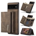 thumbnail image 1 of 2 in 1 Wallet Case for Google Pixel 7, Retro PU Leather Cell Phone Back Cover Magnetic Detachable with Wallet Credit Card Cash Holder Kickstand for Google Pixel 7, Coffee, 1 of 9