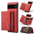 thumbnail image 1 of 2 in 1 Wallet Case for Google Pixel 7, Retro PU Leather Cell Phone Back Cover Magnetic Detachable with Wallet Credit Card Cash Holder Kickstand for Google Pixel 7, Red, 1 of 9