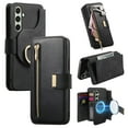 thumbnail image 1 of 2 in 1 Wallet Case for Samsung Galaxy S23 Plus, Detachable Magnetic Back Cover with Cards Slots Zipper Pocket Ring Holder RFID Blocking Shockproof Phone Case for Samsung Galaxy S23 Plus, Black, 1 of 10