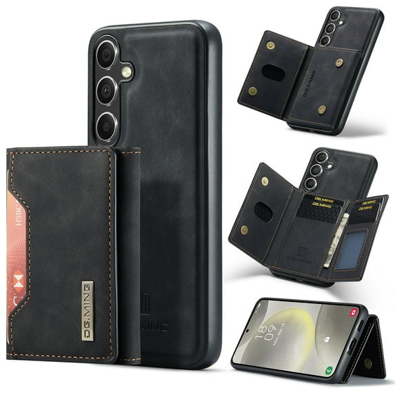 2 in 1 Wallet Case for Samsung Galaxy S25+ Plus for Women Men, Detachable Cards Holder Magnetic Back Cover Stand Feature Shockproof Premium PU Leather Phone Cover for Samsung Galaxy S25+, Black