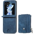thumbnail image 1 of 2 in 1 Wallet Case for Samsung Galaxy Z Flip 5 5G, Durable PU Leather Detachable Magnetic Zipper Pouch Purse Cover for Galaxy Z Flip 5 Case with Card Slots Stand Holder,Blue, 1 of 15