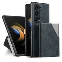 2 In 1 Wallet Case for Samsung Galaxy Z Fold 7, PU Leather   TPU   Alloy, Wireless Charging Detachable Magnetic Card Bag RFID Blocking Make-up Mirror Kickstand Back Case, Blue