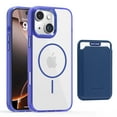 thumbnail image 1 of 2 in 1 Wallet Case for iPhone 13, Compatible with Magsafe Clear Shockproof Magnetic Phone Case with Card Holder Bumper Anti-Yellowing Protective Cover for iPhone 13,Darkblue, 1 of 8