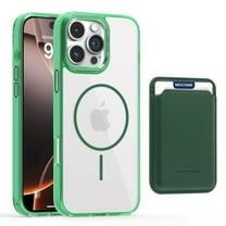 2 in 1 Wallet Case for iPhone 13 Pro Max, Compatible with Magsafe Clear Shockproof Magnetic Phone Case with Card Holder Bumper Anti-Yellowing Protective Cover for iPhone 13 Pro Max,Green