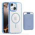 thumbnail image 1 of 2 in 1 Wallet Case for iPhone 14, Compatible with Magsafe Clear Shockproof Magnetic Phone Case with Card Holder Bumper Anti-Yellowing Protective Cover for iPhone 14,Blue, 1 of 8