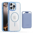thumbnail image 1 of 2 in 1 Wallet Case for iPhone 14 Pro, Compatible with Magsafe Clear Shockproof Magnetic Phone Case with Card Holder Bumper Anti-Yellowing Protective Cover for iPhone 14 Pro,Blue, 1 of 8
