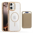 thumbnail image 1 of 2 in 1 Wallet Case for iPhone 16, Compatible with Magsafe Clear Shockproof Magnetic Phone Case with Card Holder TPU Bumper Anti-Yellowing Hard Back Protective Cover for iPhone 16,Desertgold, 1 of 8