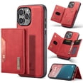 thumbnail image 1 of 2 in 1 Wallet Case for iPhone 16 Plus for Women Men, Detachable Cards Holder Magnetic Back Cover Stand Feature Shockproof Premium PU Leather Phone Cover for iPhone 16 Plus, Red, 1 of 11