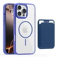 thumbnail image 1 of 2 in 1 Wallet Case for iPhone 16 Pro, Compatible with Magsafe Clear Shockproof Magnetic Phone Case with Card Holder TPU Bumper Anti-Yellowing Hard Back Protective Cover for iPhone 16 Pro,Darkblue, 1 of 8