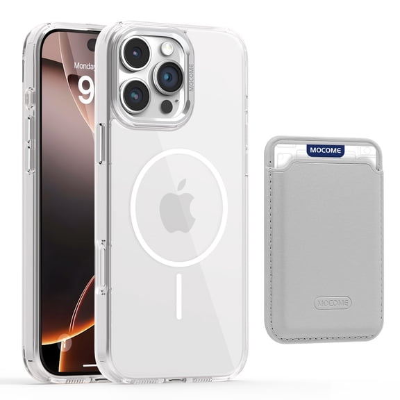 2 in 1 Wallet Case for iPhone 16 Pro Max, Compatible with Magsafe Clear Shockproof Magnetic Phone Case with Card Holder Bumper Anti-Yellowing Protective Cover for iPhone 16 Pro Max,White