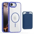 thumbnail image 1 of 2 in 1 Wallet Case for iPhone 17e 16e, Compatible with Magsafe Clear Shockproof Magnetic Phone Case with Card Holder TPU Anti-Yellowing Hard Back Protective Cover for iPhone 17e/16e,Darkblue, 1 of 8